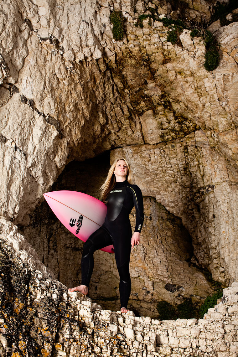 athlete portraits: easkey britton surfer in cave