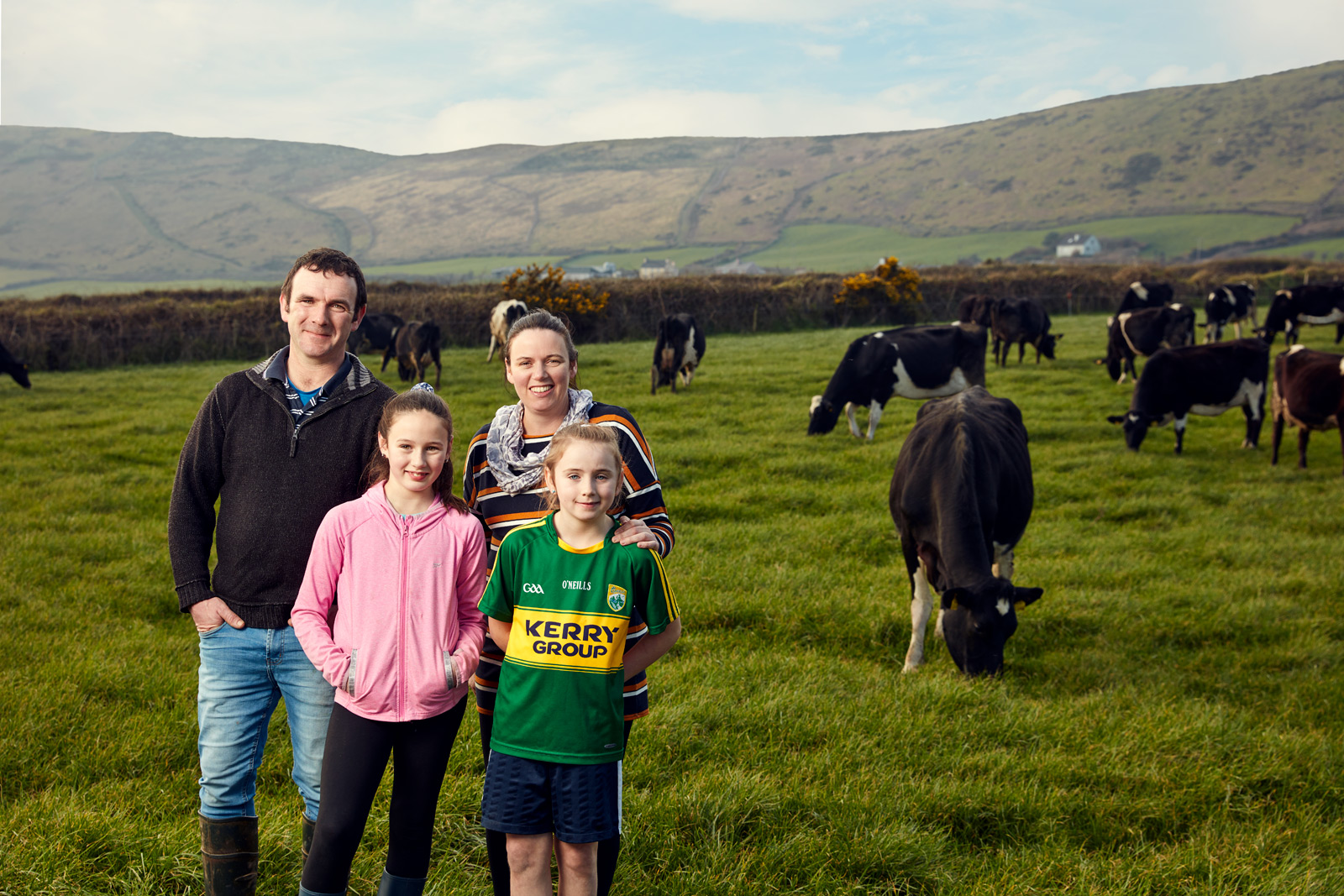 environmental photography: dingle farmer and his family for the kerry group